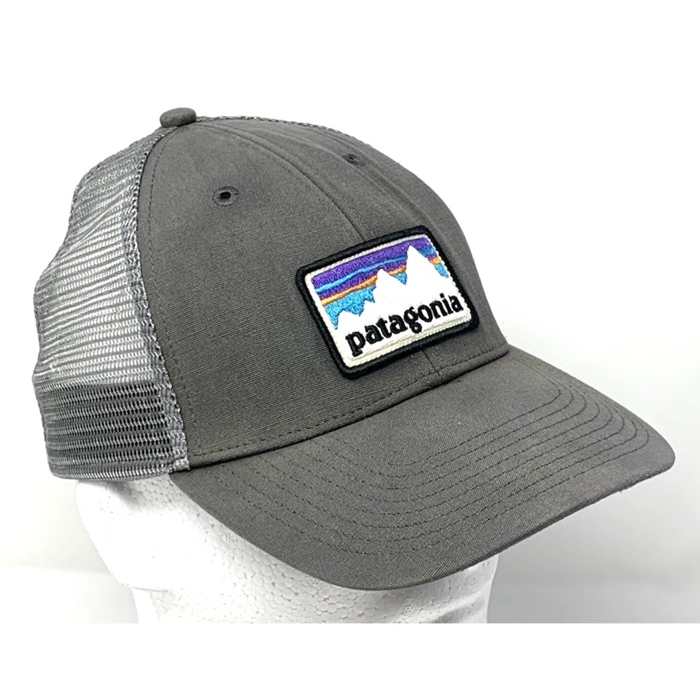 Patagonia Men Cap Hat Trucker Baseball Dad Gray Mesh Cap Snapback Patch Logo - Picture 8 of 12
